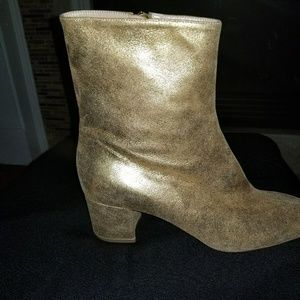Brothers Vellies Gold Leather Ankle Boot